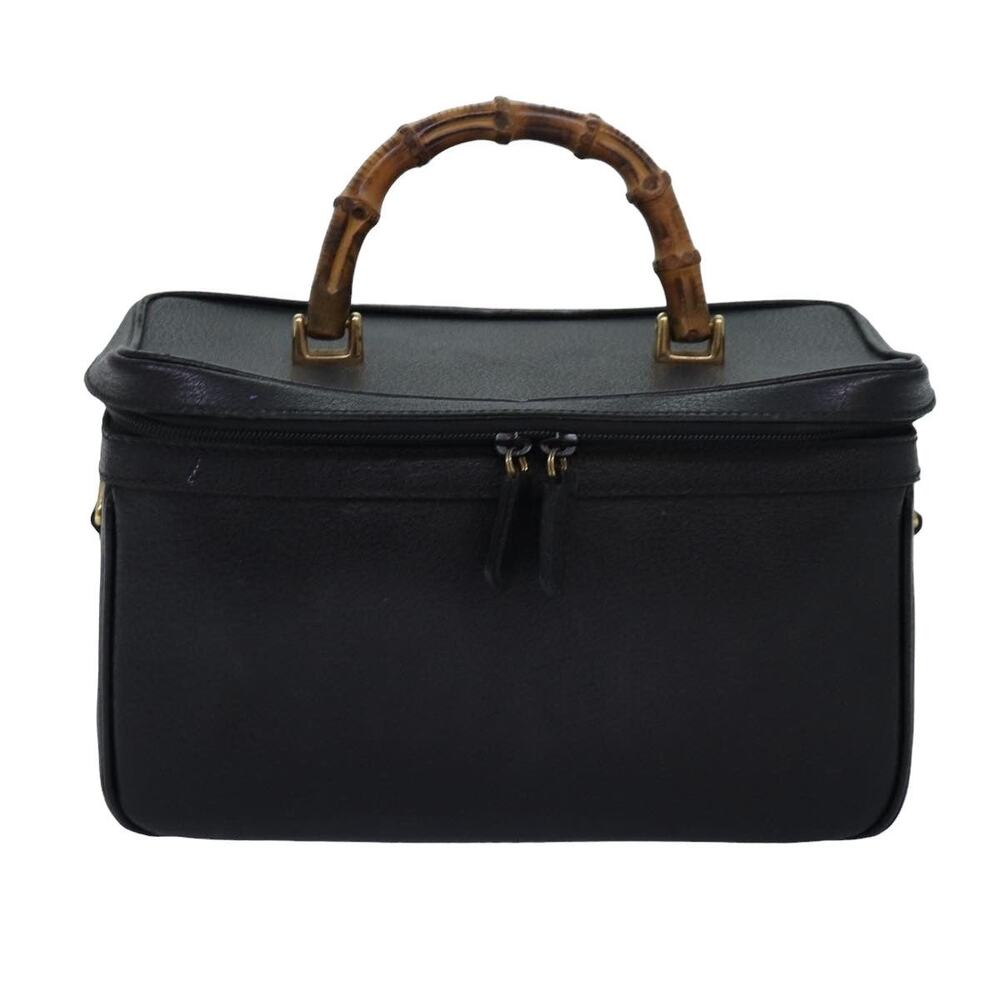 Gucci Bamboo Leather Vanity Handbag Black